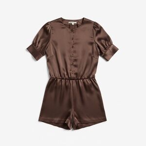 Zara Elegant Brown Satin Romper size S